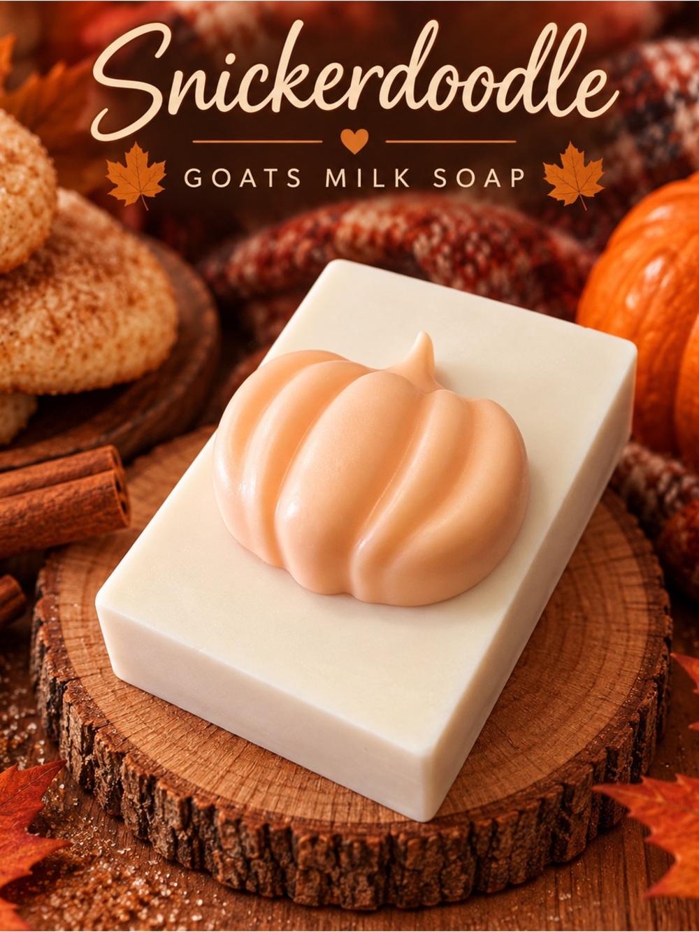 Snickerdoodle Goats milk soap W/ Pumpkin topper-Handcrafted